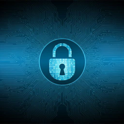 Cybersecurity concept with digital lock